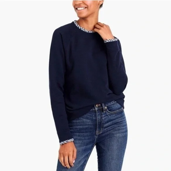J. Crew Factory Sweatshirt Blue Gingham - Picture 1 of 5